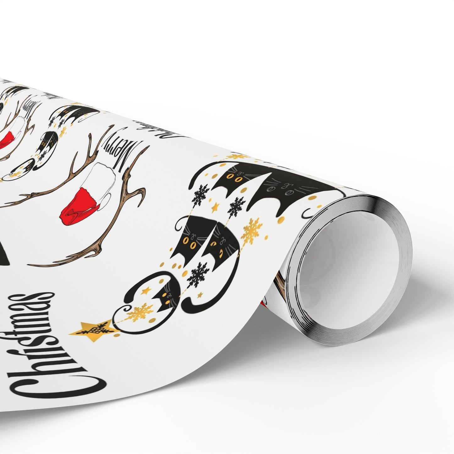 Holiday Wrapping Paper Roll, Festive Gift Wrap, Merry Christmas Kitty Design, Unique Gift Packaging, Seasonal Celebration Supplies