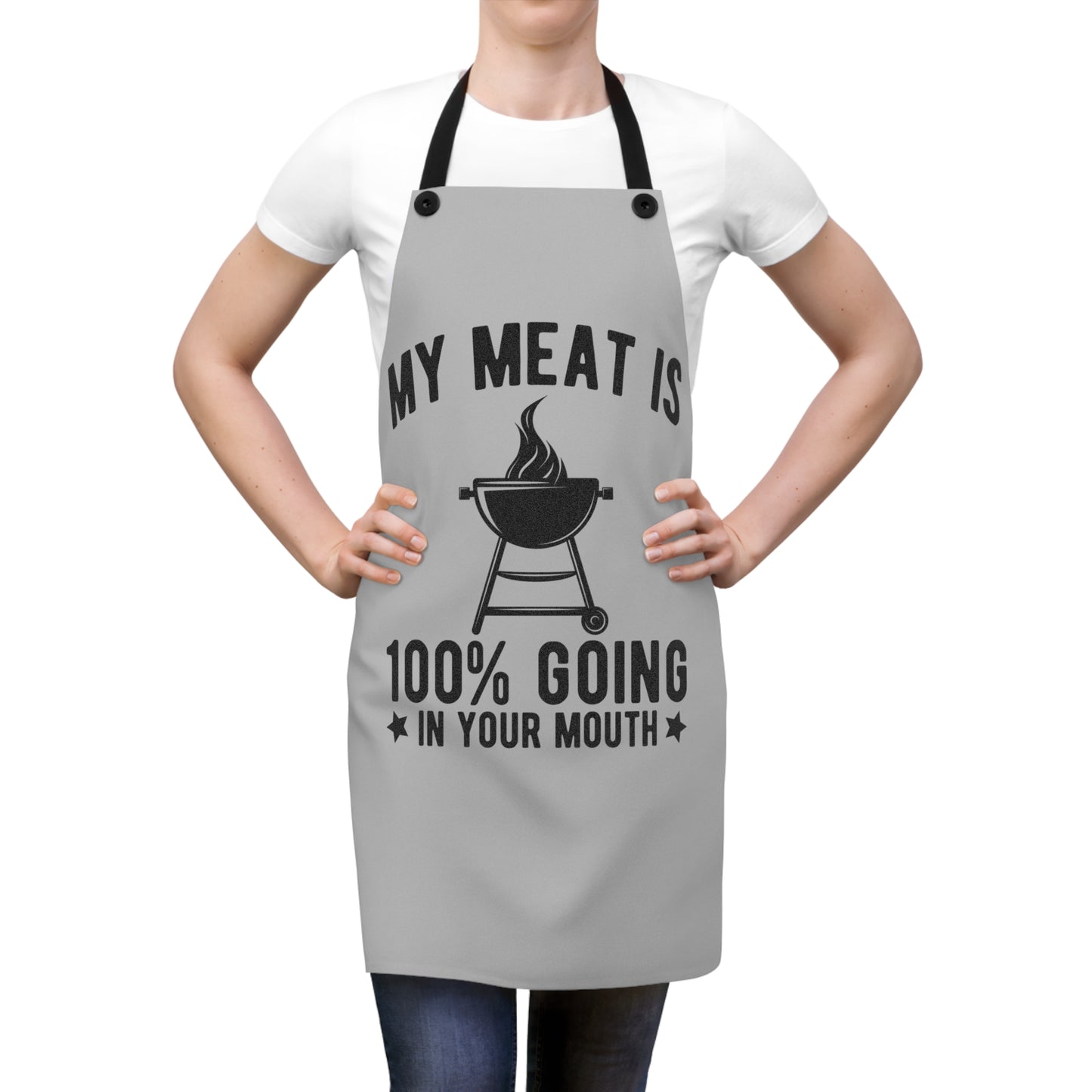 Funny BBQ Apron for Grill Lovers, My Meat is 100% Going in Your Mouth, Perfect Gift for Father's Day, Cooking, Grilling - aMOOsing Designs