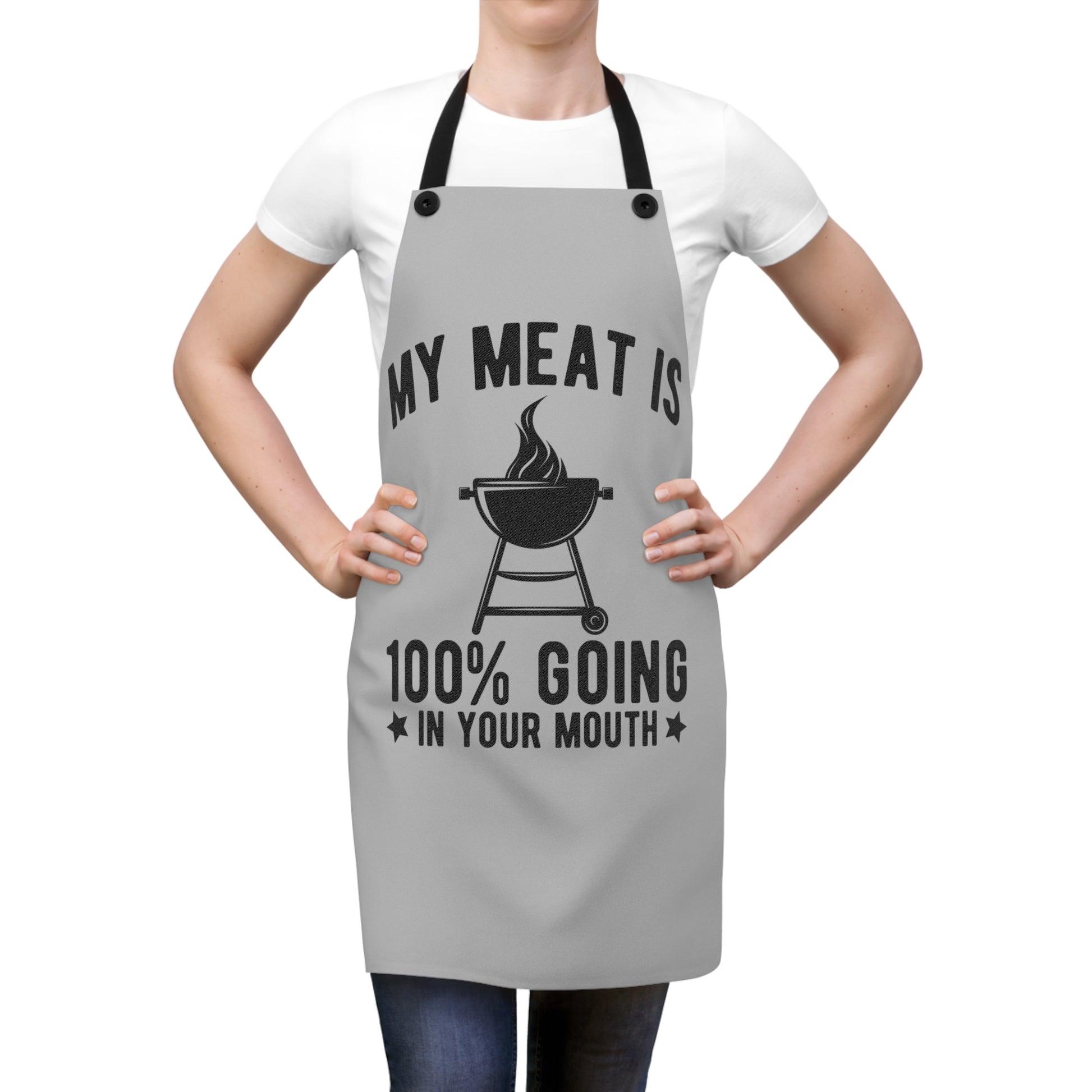 Funny BBQ Apron for Grill Lovers, My Meat is 100% Going in Your Mouth, Perfect Gift for Father's Day, Cooking, Grilling - aMOOsing Designs
