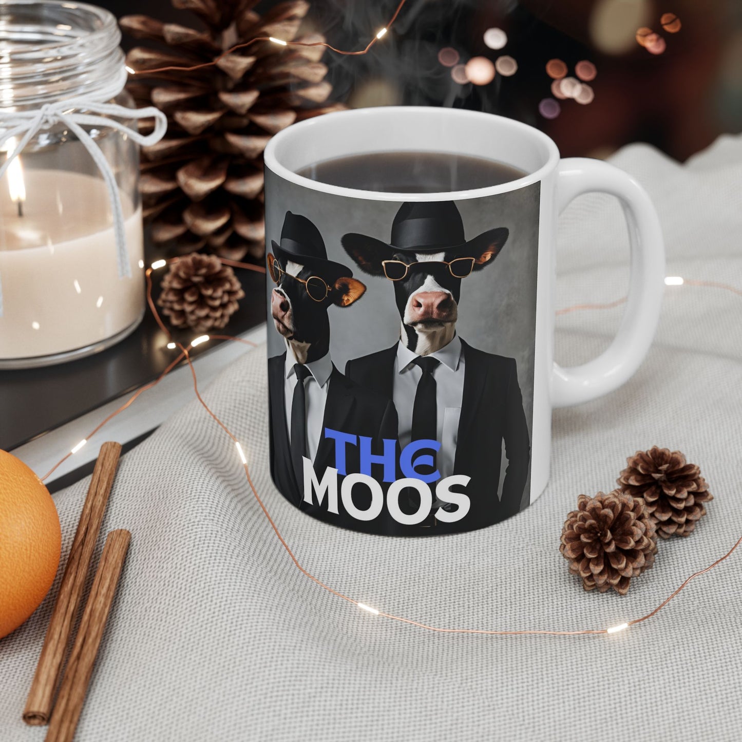Moos Brothers Ceramic Mug - 11oz, 15oz, Coffee Cup, Funny Animal Print, Farmhouse Kitchen Decor, Gift for Siblings, Cow - aMOOsing Designs