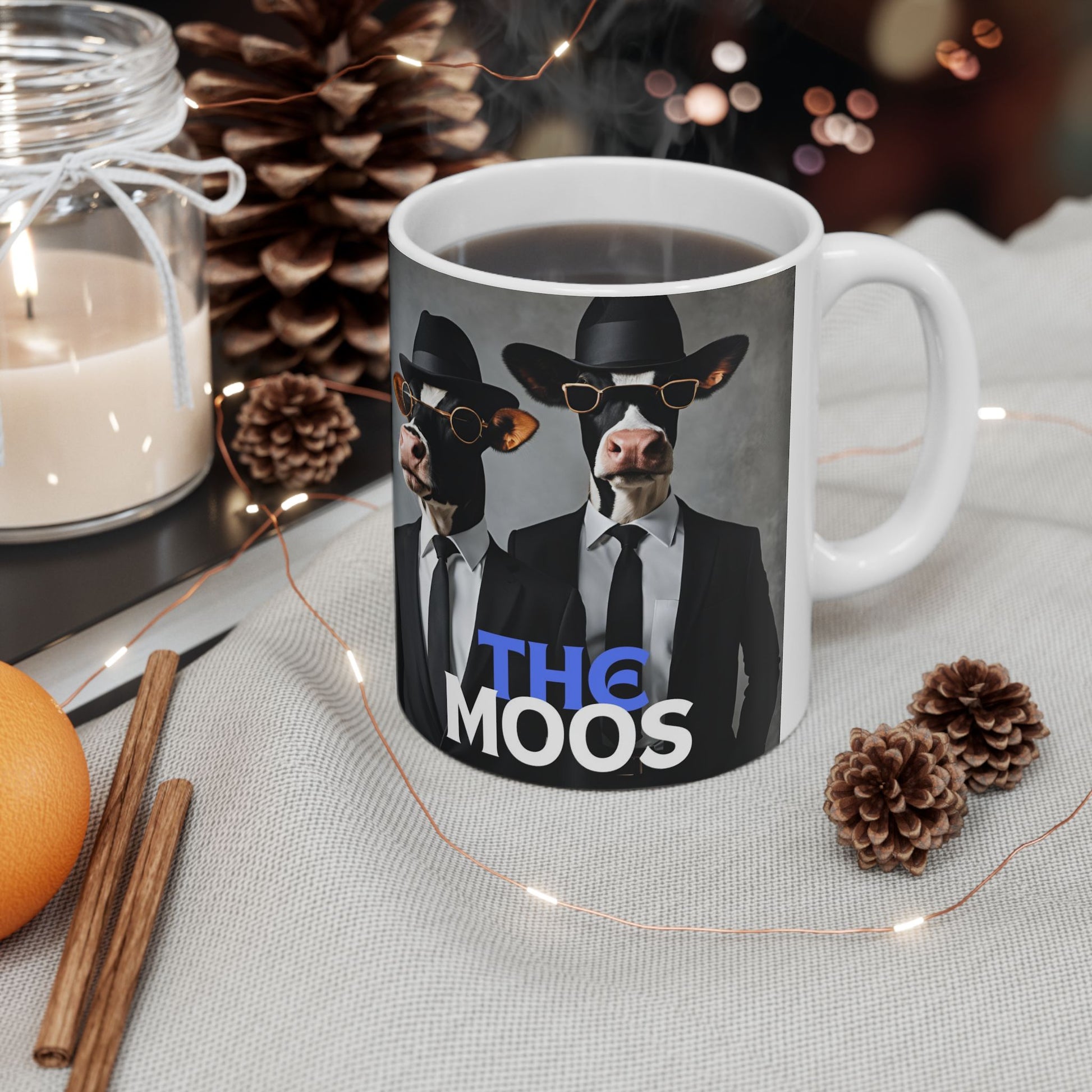 Moos Brothers Ceramic Mug - 11oz, 15oz, Coffee Cup, Funny Animal Print, Farmhouse Kitchen Decor, Gift for Siblings, Cow - aMOOsing Designs