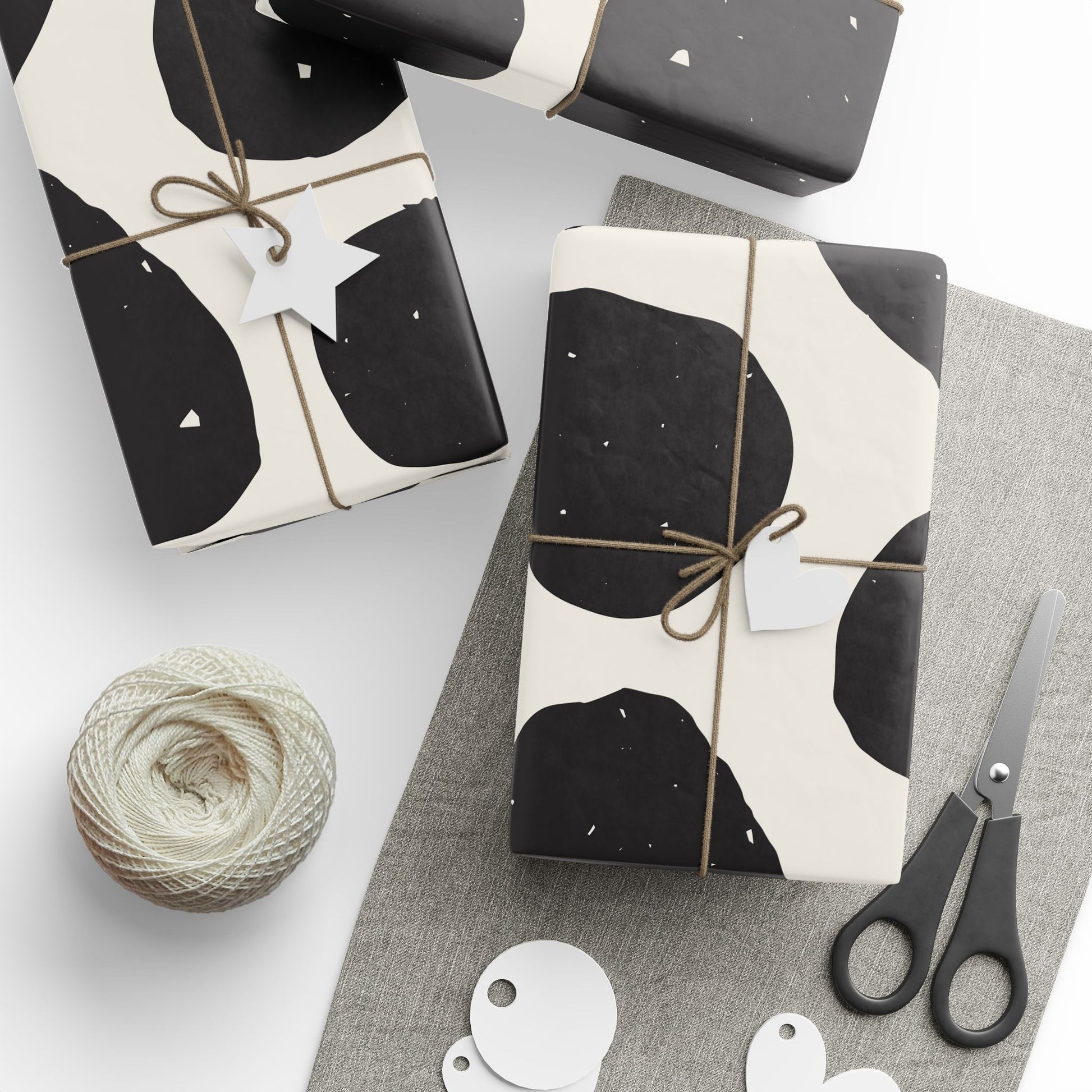 Chic Cow Print Wrapping Paper, Modern Gift Wrap, Stylish Packaging, Unique Black and White Design, Eco-Friendly Decorative - aMOOsing Designs