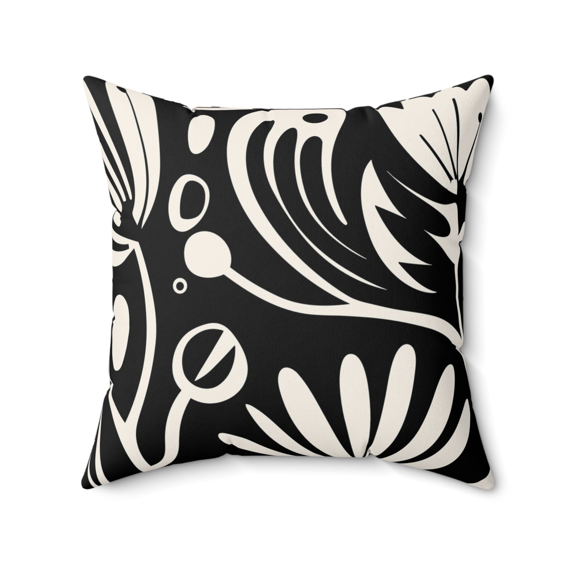 Boho Floral Throw Pillow, Modern Home Decor, Gift for Her, Couch Cushion, Black and White Pillow, Living Room Accent - aMOOsing Designs