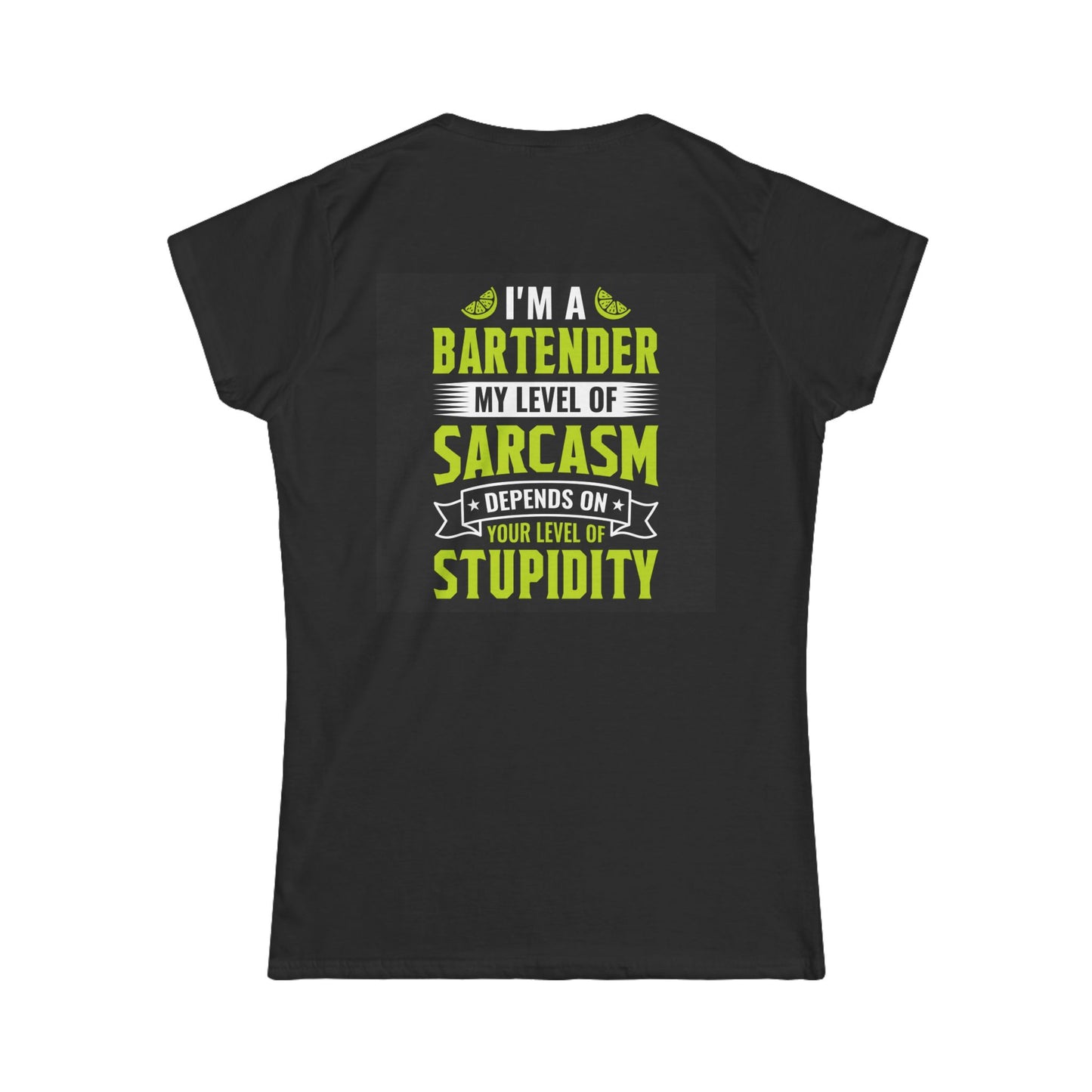 Women's Funny Bartender Softstyle Tee - aMOOsing Designs