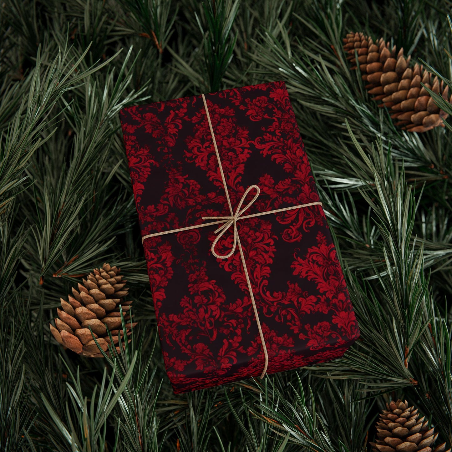 Luxurious Red Damask Wrapping Paper – A Romantic Touch for Weddings, Holidays & Grand Celebrations