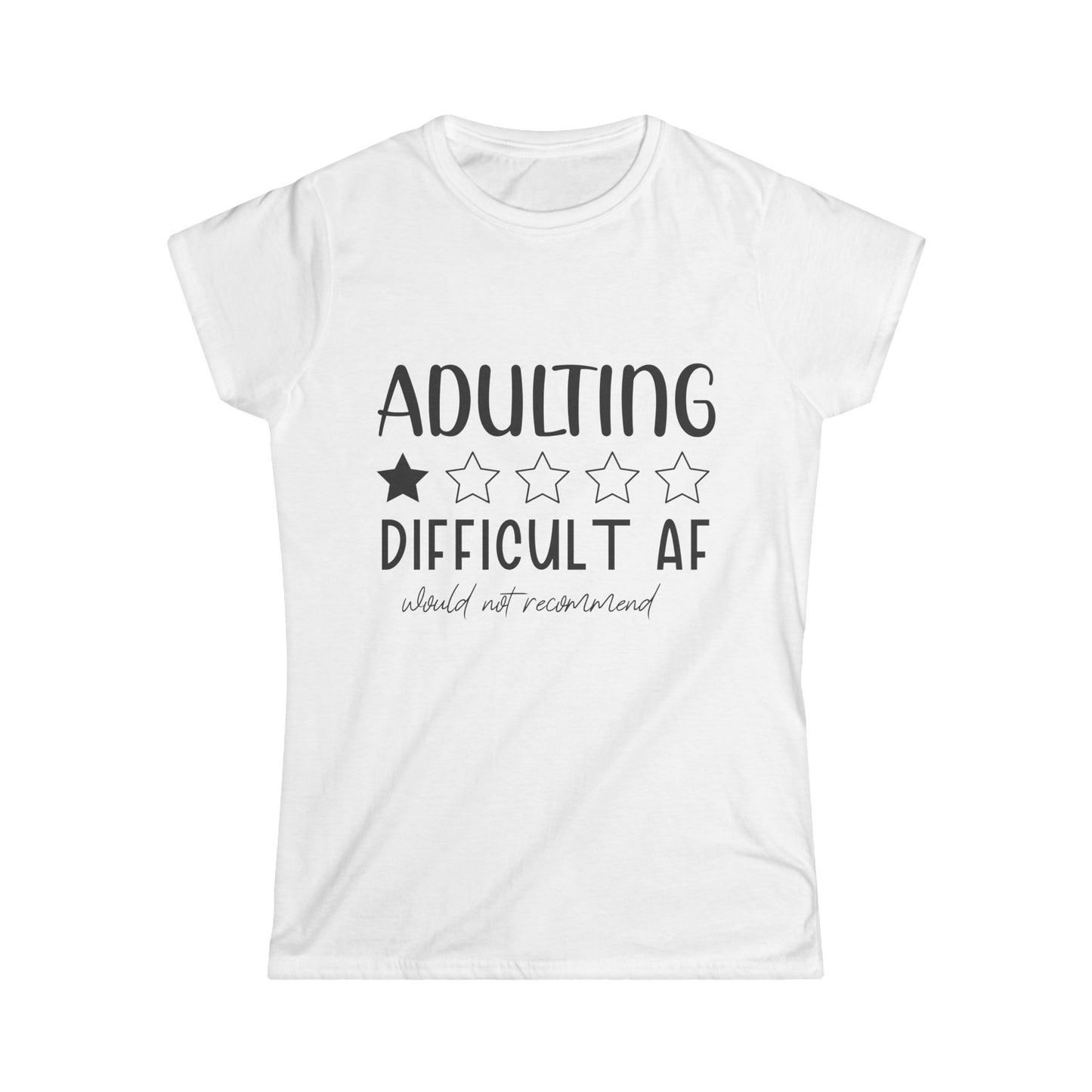 Women's Funny "Adulting" Softstyle Tee - aMOOsing Designs
