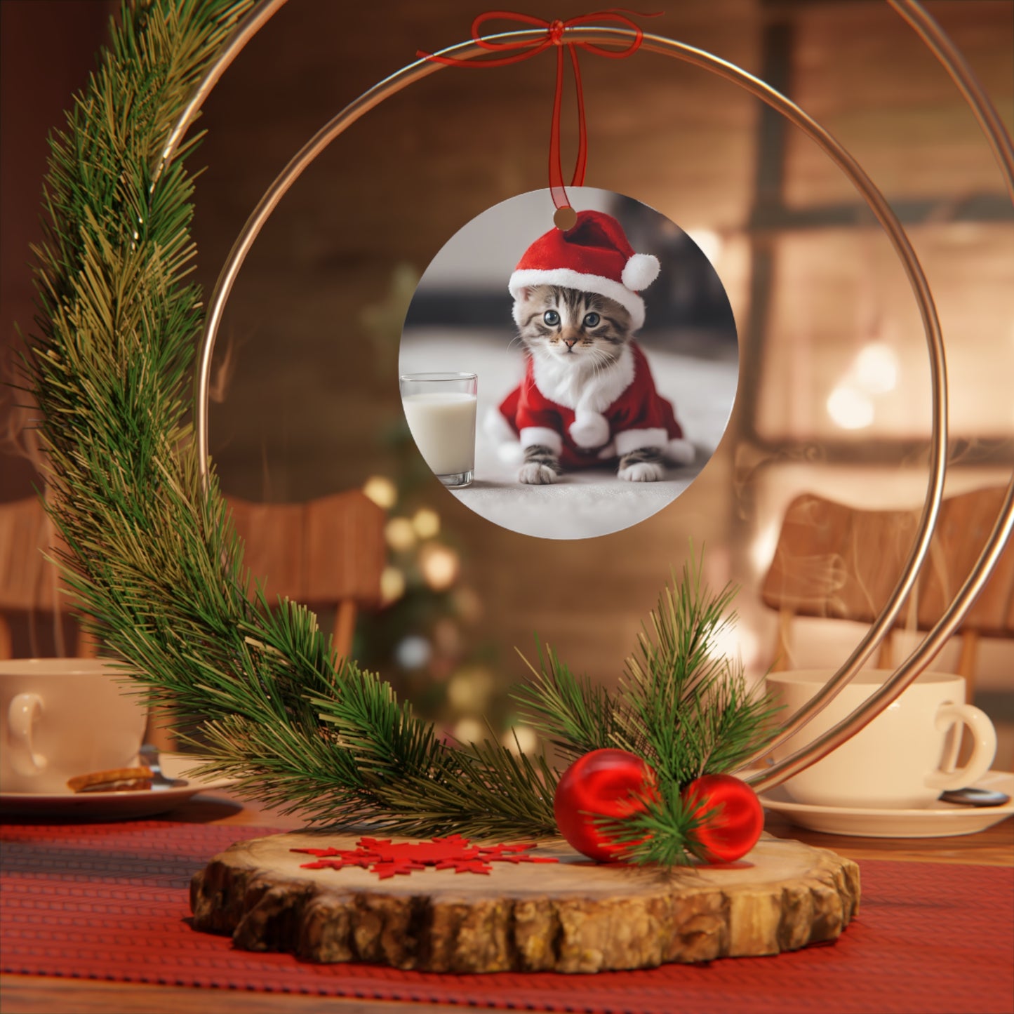 Festive Cat Ornament, Holiday Decor, Christmas Tree Decoration, Pet Lover Gift, Cute Kitty Keepsake