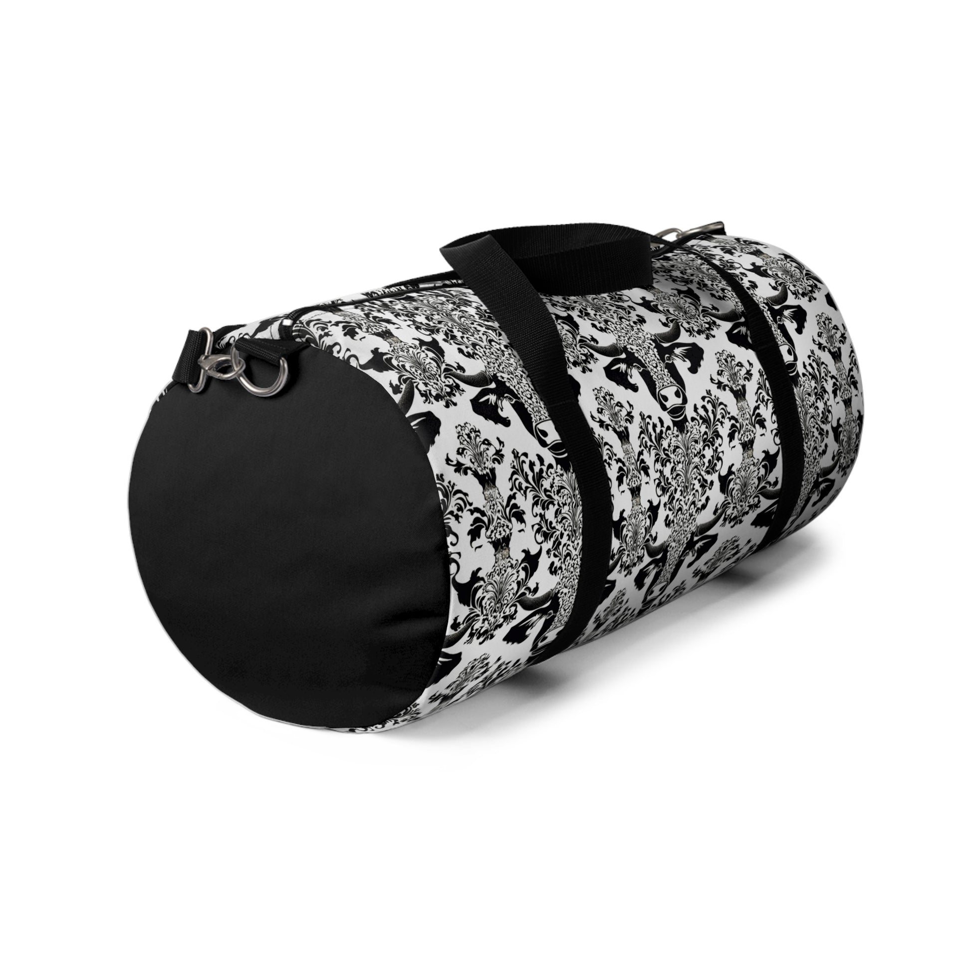 "daMOOsk"- Cow Damask Pattern- Duffel Bag - aMOOsing Designs