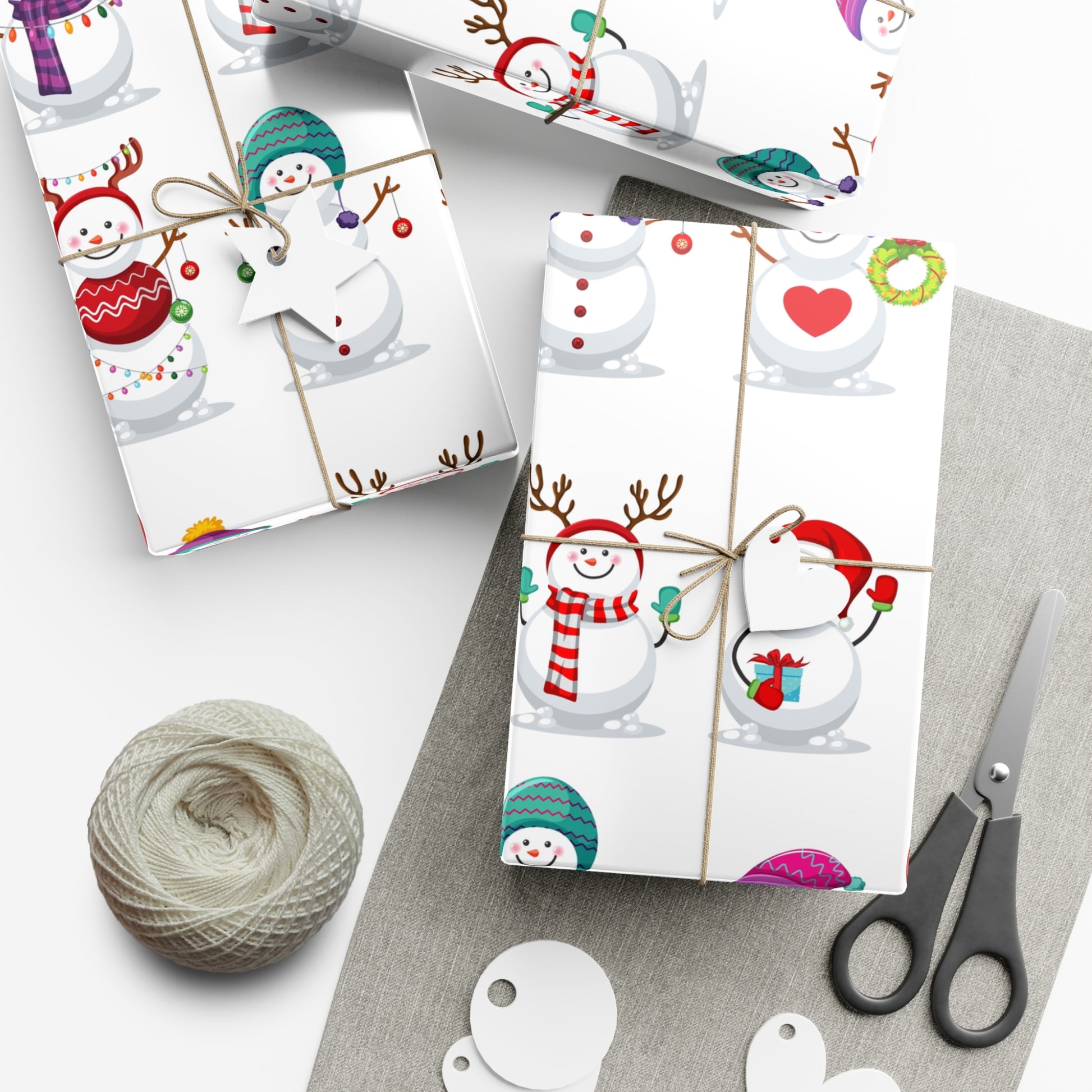 Gift Wrap Papers - Festive Snowman Holiday Cheer Wrapping Sheets - aMOOsing Designs