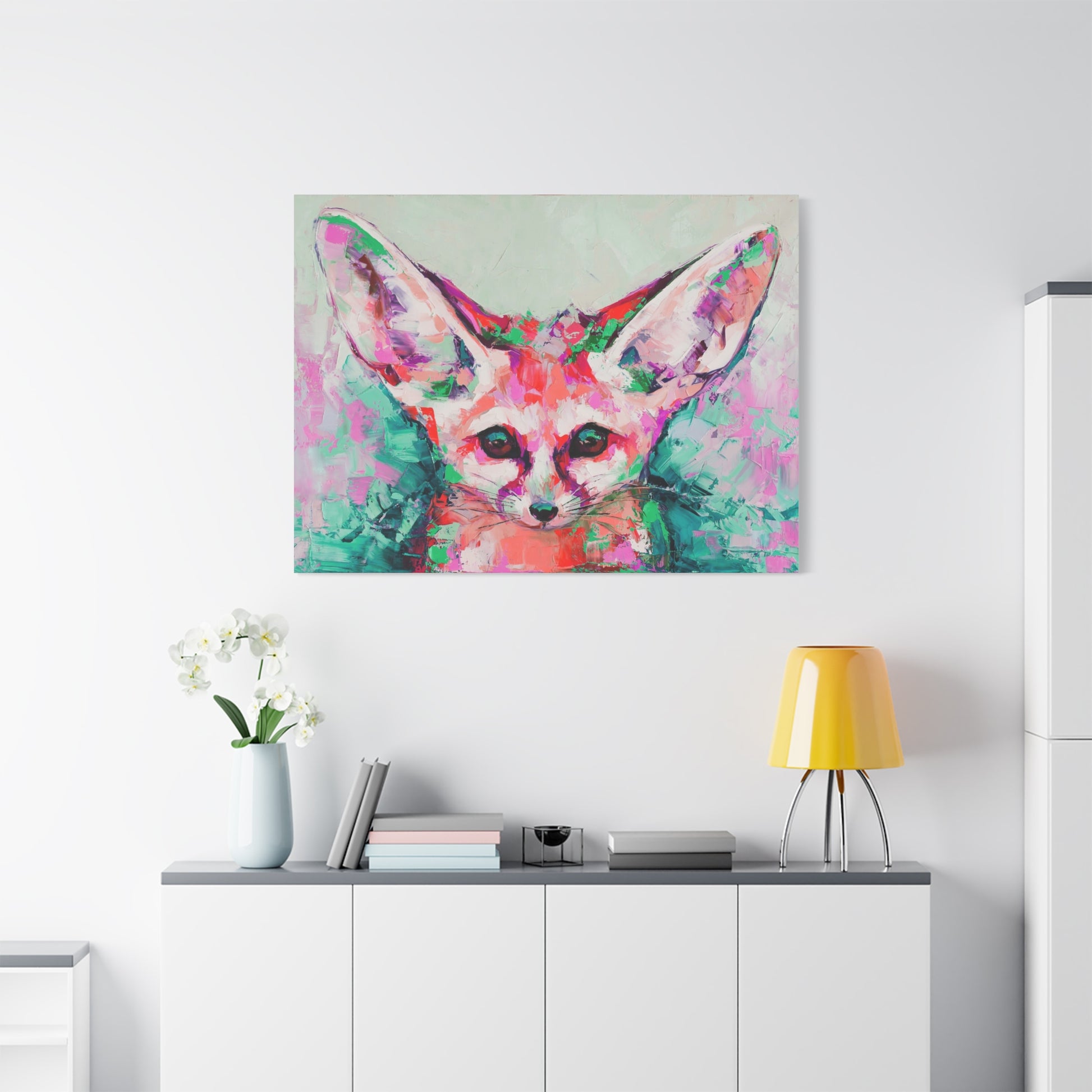 Vibrant Fennec Fox Canvas Art - Colorful Stretched Wall Decor - aMOOsing Designs