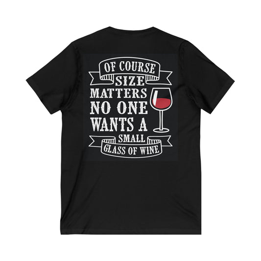Funny Size Matters Wine V-Neck Tee, Perfect Gift for Wine Lovers, - aMOOsing Designs