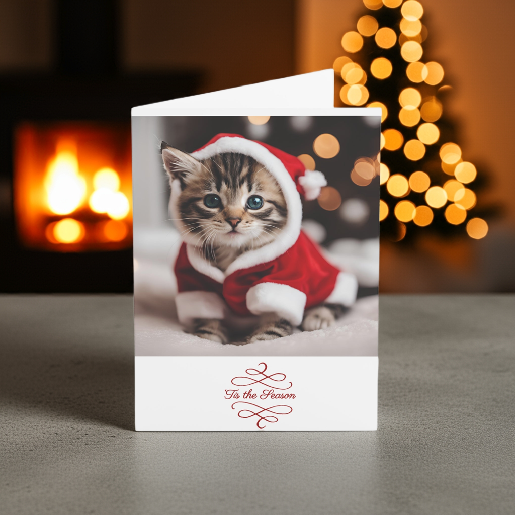 Adorable Cat Christmas Greeting Cards - Set of 1, 10, 30, or 50 - aMOOsing Designs